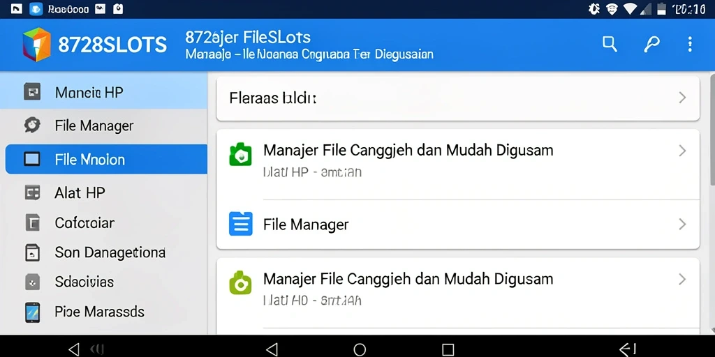 Tampilan antarmuka utama aplikasi File Manager 8728SLOTS yang menarik dan mudah digunakan.