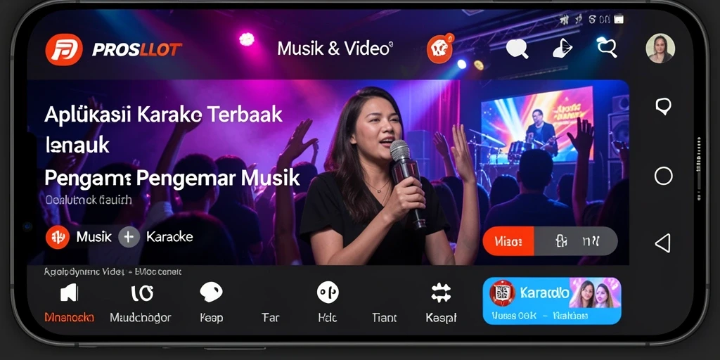 Antarmuka aplikasi Karaoke PROSLOT dengan fitur menarik.