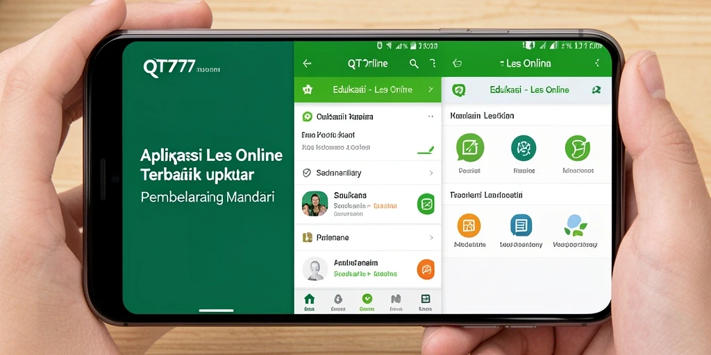 Tampilan antarmuka QT777 yang menarik dan interaktif untuk Les Online.